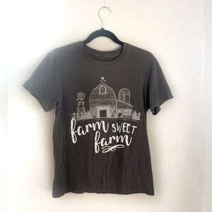 "Farm Sweet Farm" Farm to Market Tee Grey Short Sleeved T-shirt women’s top
